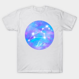 Leo Zodiac sign. Constellation on galaxy sky T-Shirt